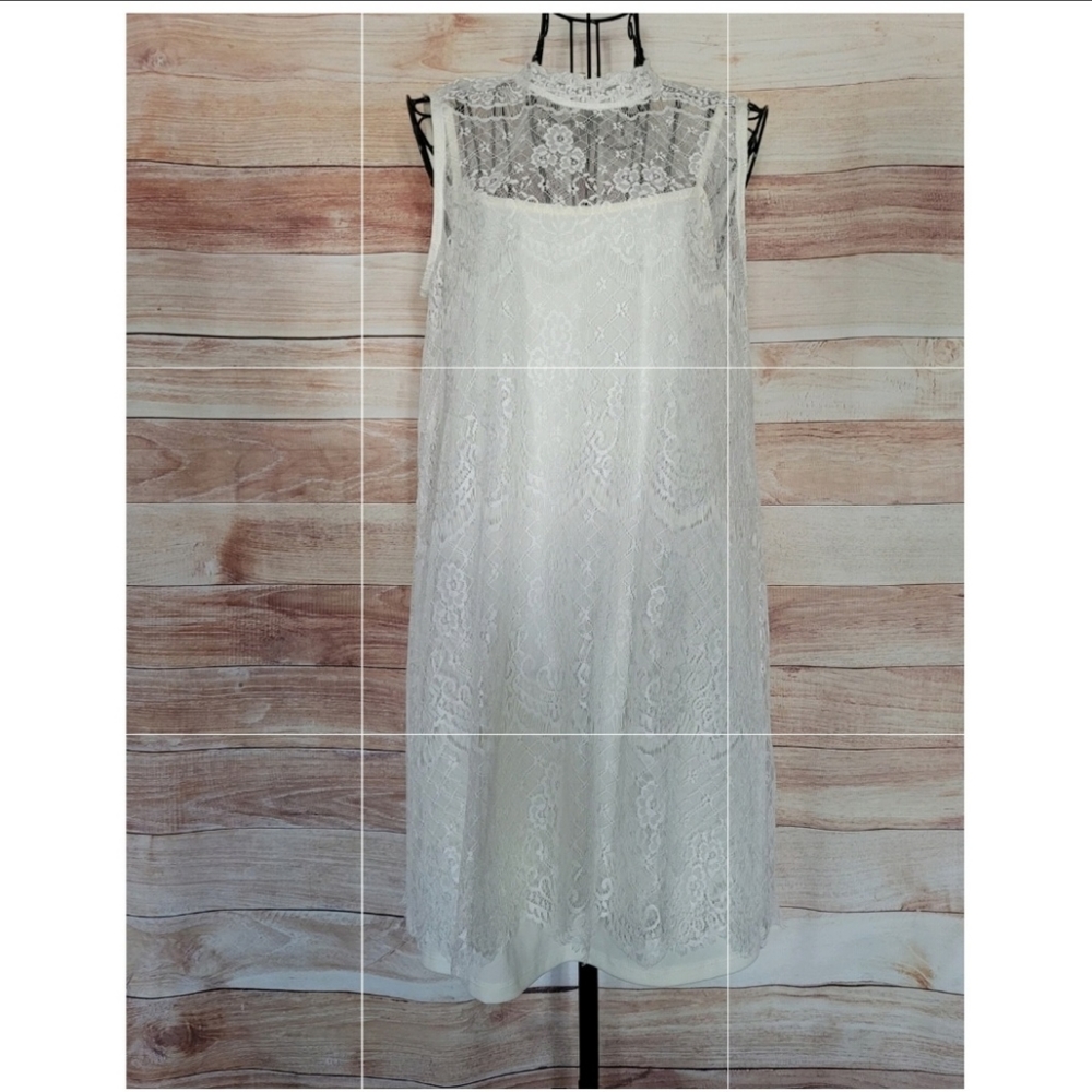 AW Lace Sleeveless Overlay Blouse